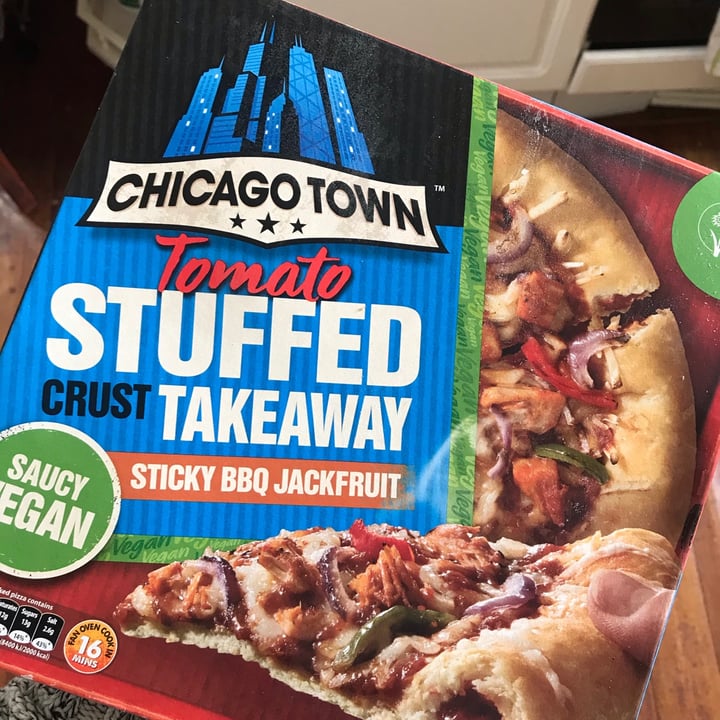 review photo of Chicago Town Tomato Stuffed Crust Takeaway Sticky Bbq Jackfruit Pizza shared by @kirstend94 on 11 Jul 2020 - review