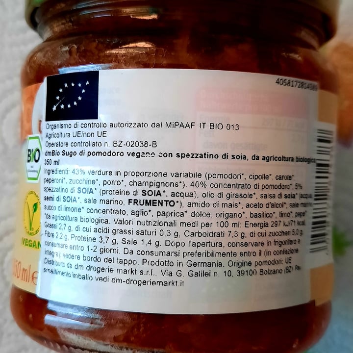 photo of dmBio Vegane Bolognese shared by @acilegna on  10 Apr 2022 - review