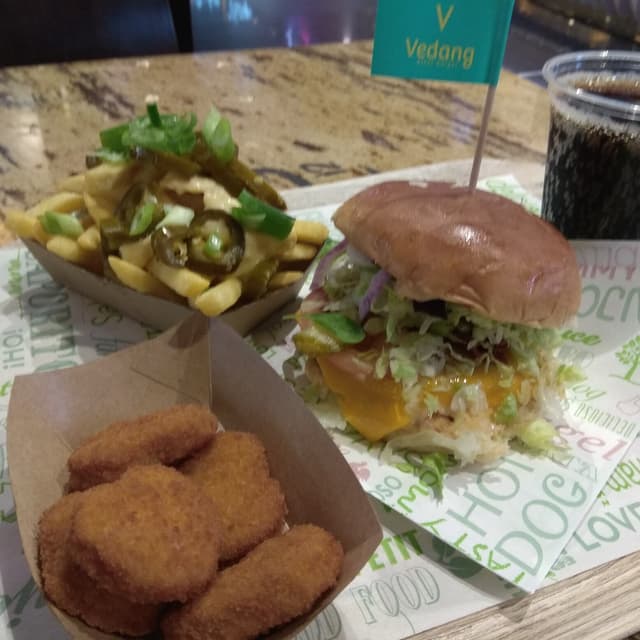 Foto del plato “vegan burger”