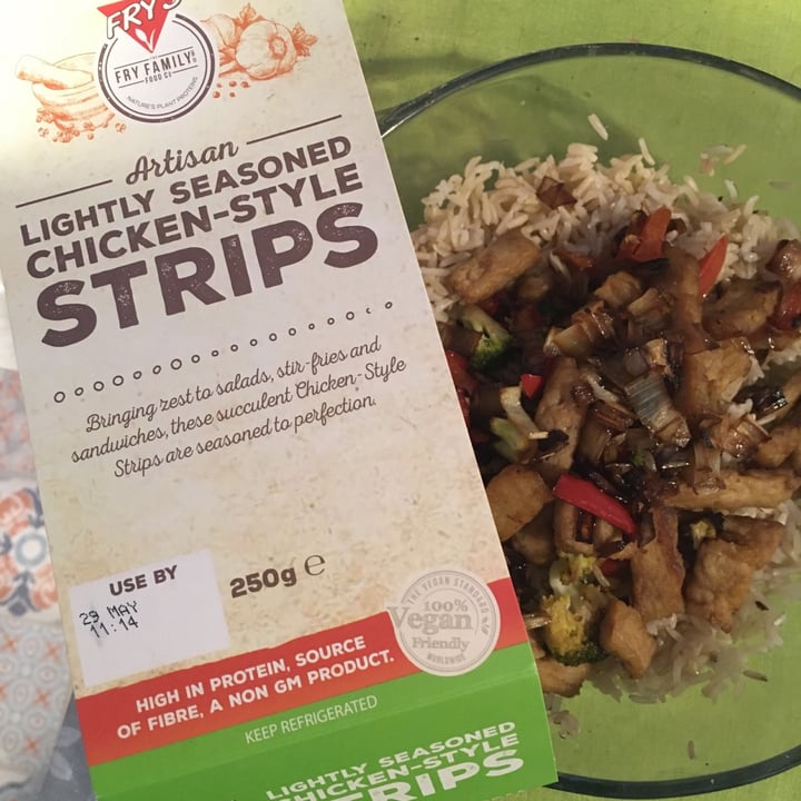 photo of Fry's Family Food Lightly Seasoned Chicken Style Strips shared by @addiec on  26 May 2020 - review
