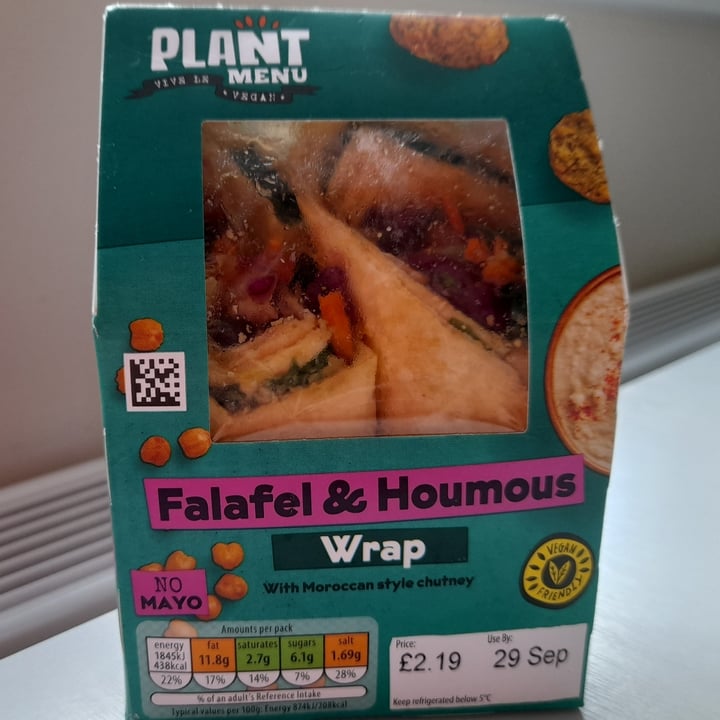 photo of Plant Menu Falafel & Houmous Wrap shared by @heatherthevegan on  29 Sep 2022 - review