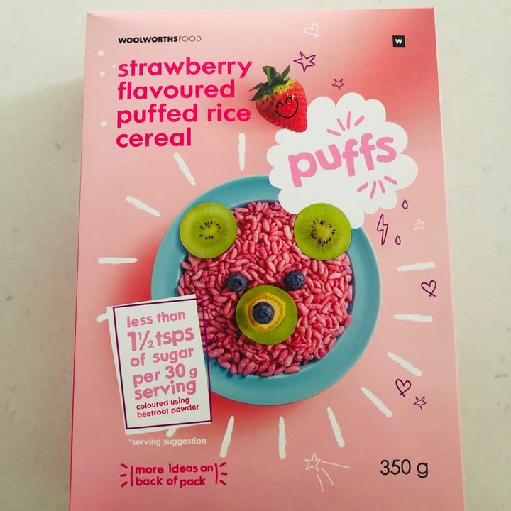 photo of Woolworths Food Strawberry flavoured puffed rice cereal shared by @kirstent on  22 Oct 2022 - review