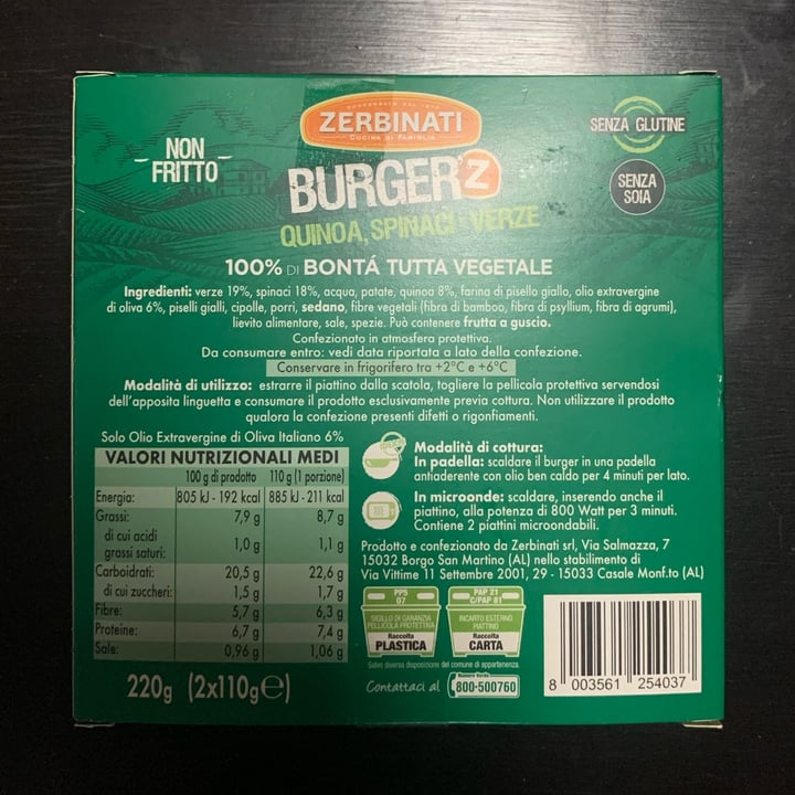 review photo of Zerbinati Burger'Z Quinoa, Broccoli e Zucchine shared by @maelstrom on 05 Jan 2022 - review