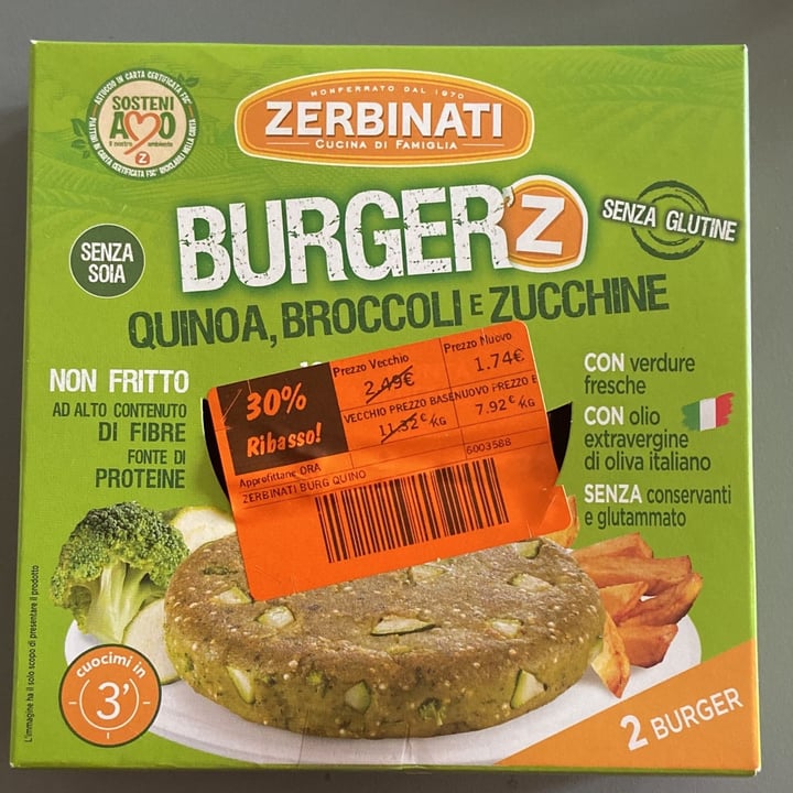 photo of Zerbinati Burger'Z Quinoa, Broccoli e Zucchine shared by @mabom on  15 Jun 2022 - review