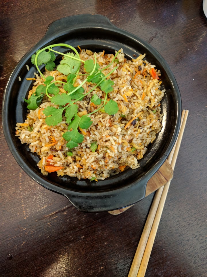 photo of Huong Viet Vegetarian & Vegan Combination BBQ fried rice served in clay pot shared by @semwich on  06 Jun 2018 - review
