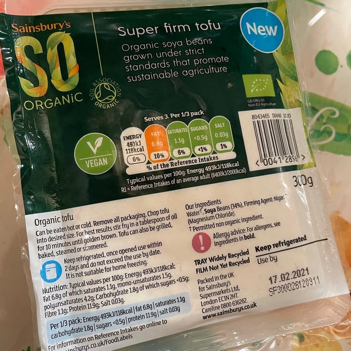 photo of Sainsbury's So Organic Super Firm Tofu shared by @julesbateman on  05 Feb 2021 - review
