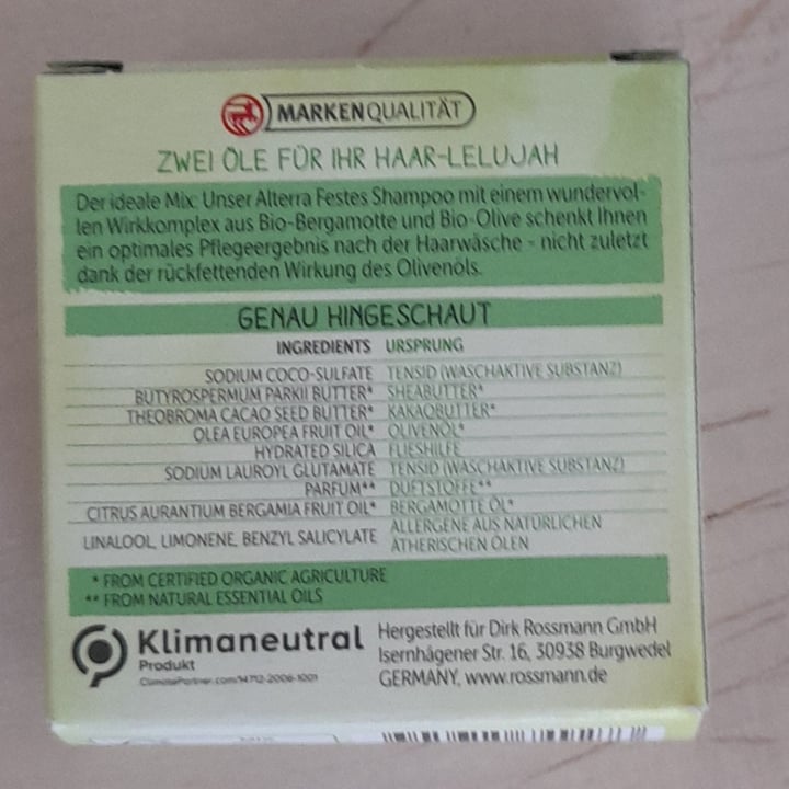 review photo of Alterra Bio Bergamotte Festes Shampoo shared by @sbirurossa on 10 Jul 2022 - review