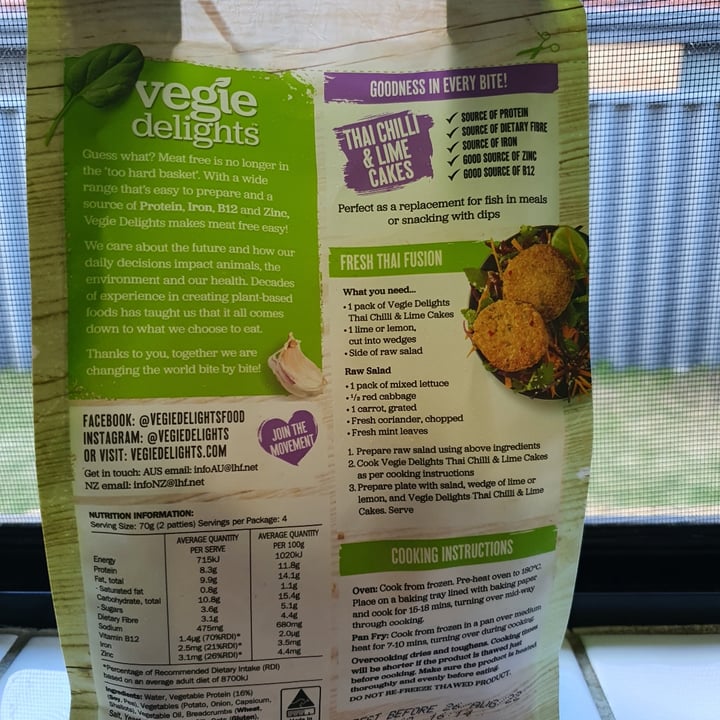 review photo of Vegie Delights Thai Chilli and Lime Cakes shared by @sharneejade on 09 May 2021 - review