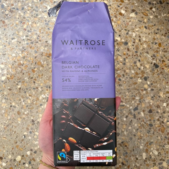 Waitrose Belgian Dark Chocolate with Raisins and Almonds Review abillion
