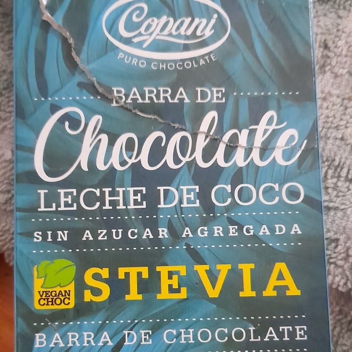 photo of Copani Barra de chocolate con leche de coco endulzado con stevia shared by @ximevillar31 on  04 Oct 2021 - review