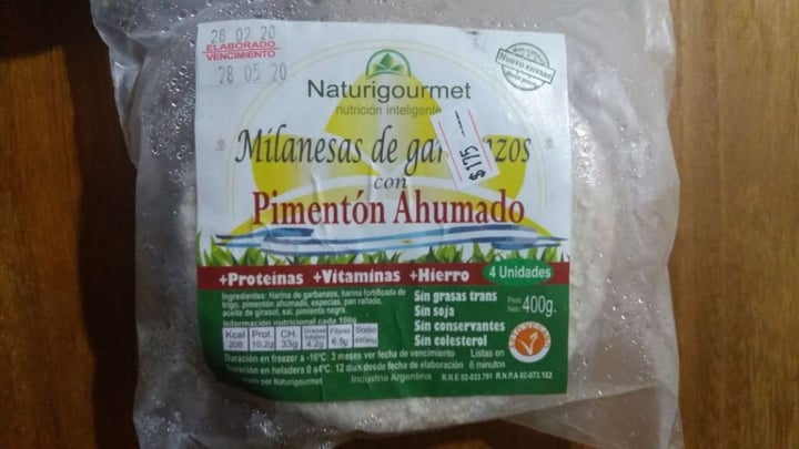 photo of Naturigourmet Milanesas de Garbanzos Con Pimentón ahumado shared by @sofidamelio on  03 Mar 2020 - review
