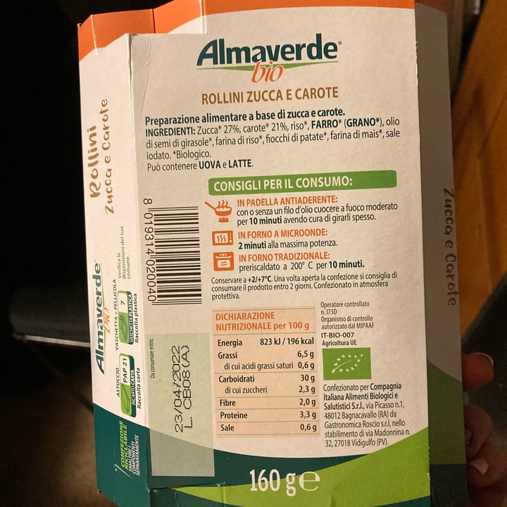review photo of Almaverdebio Rollini zucca e carote shared by @gioppedrielli on 14 Apr 2022 - review