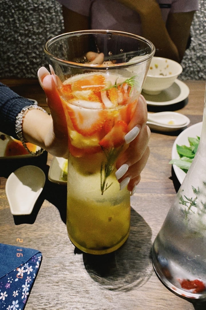 photo of Hum Vegetarian, Garden & Restaurant Yellow Watermelon, Strawberry Detox Water shared by @fi-iv on  16 Feb 2020 - review