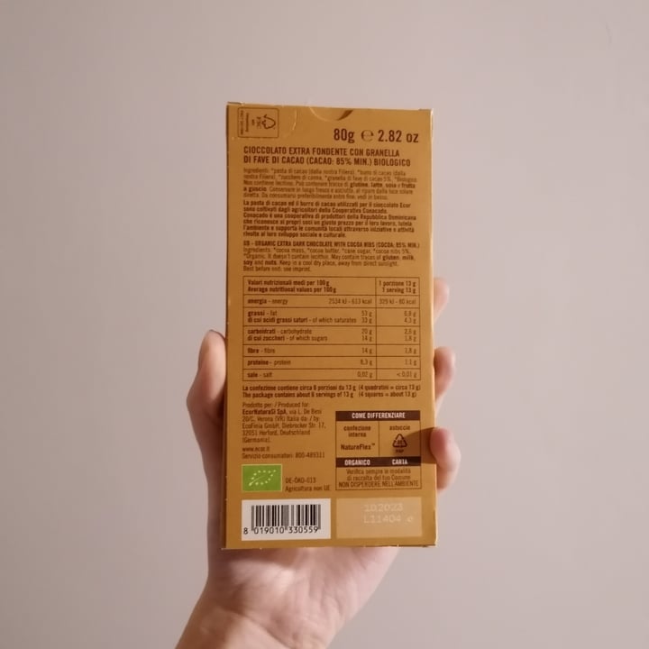 photo of Ecor Cioccolato extra fondente con fave di cacao shared by @silversp00n on  27 Jan 2022 - review