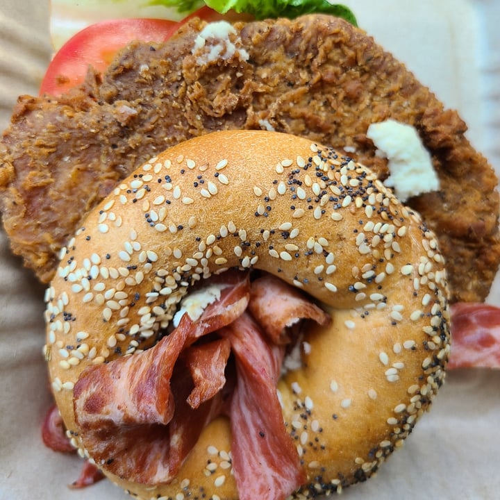 photo of The Butcher’s Son Fried Chicken Bagelwich shared by @norcalvegan on  26 Jun 2020 - review