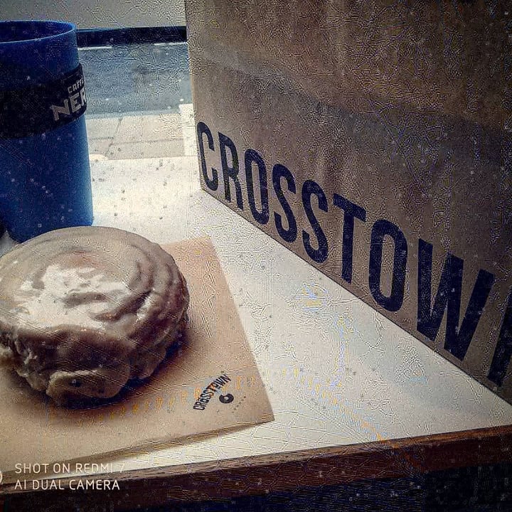 review photo of Crosstown Marylebone - Vegan Doughnuts & Coffee Vegan Cinnamon doughnuts and Jaffa hot chocolate shared by @esioleh on 31 Mar 2020 - review