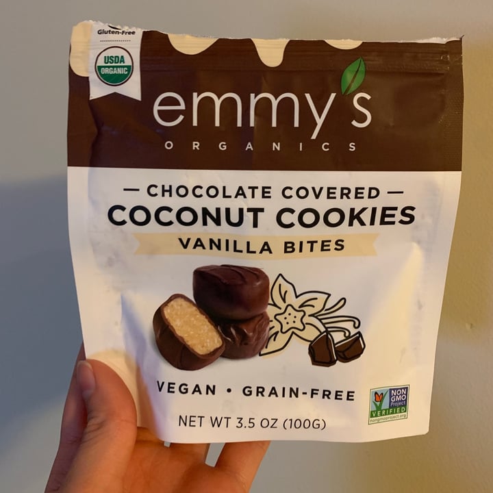 photo of emmy's organics Chocolate Covered Coconut Cookies  -  Vanilla Bites shared by @beesknees on  18 Nov 2020 - review