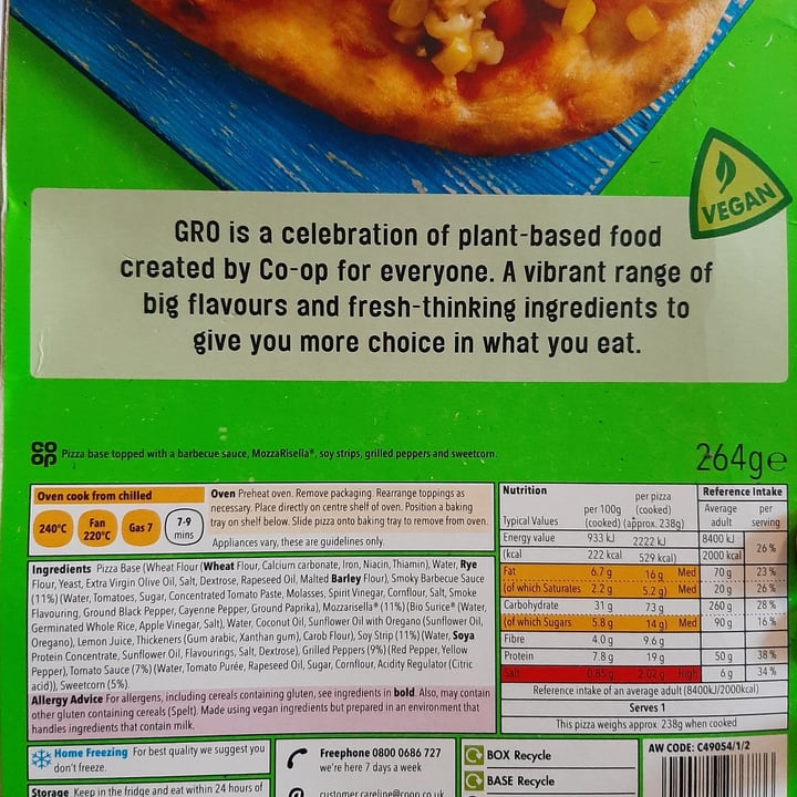 photo of GRO Plant-based eating Bbq Chick'n Pizza shared by @ludoludo on  15 Apr 2022 - review