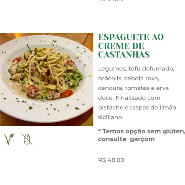 Photo of the dish “Espaguete ao Creme de Castanhas”