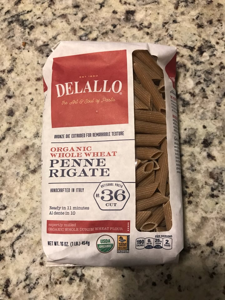 photo of Delallo Organic Whole Wheat Penne Rigate shared by @hkircher on  21 Jul 2020 - review