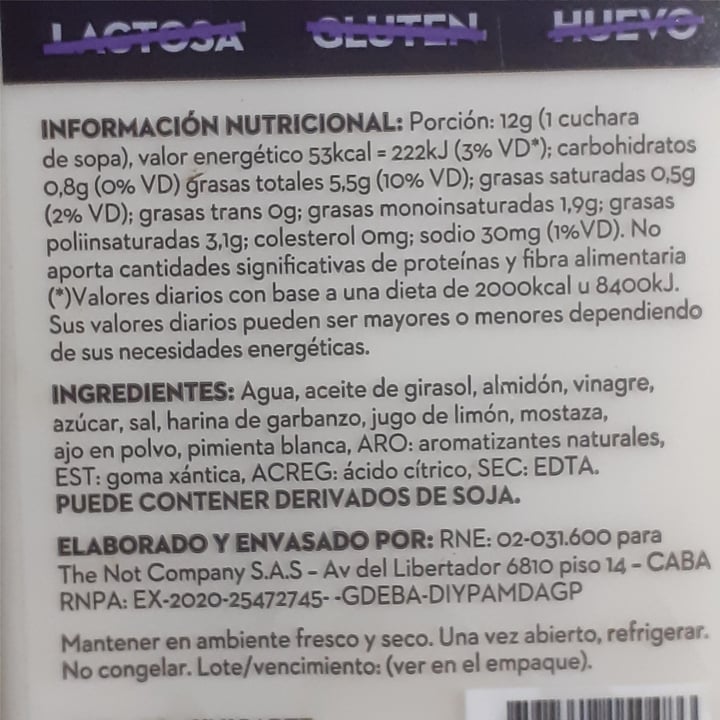 photo of NotCo Not Mayo Garlic shared by @aniadragonfire on  04 Oct 2021 - review