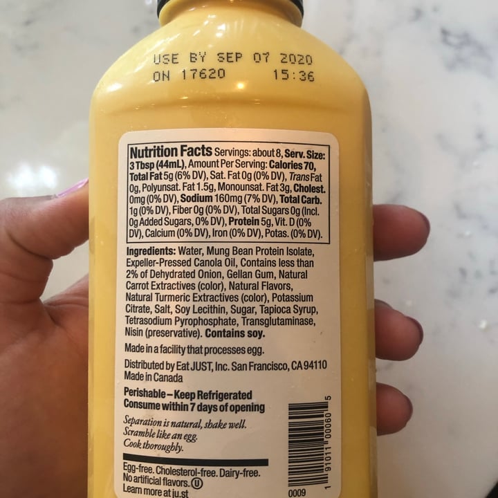 review photo of JUST Egg Plant-Based Scramble shared by @dcaversaschi on 14 Aug 2020 - review