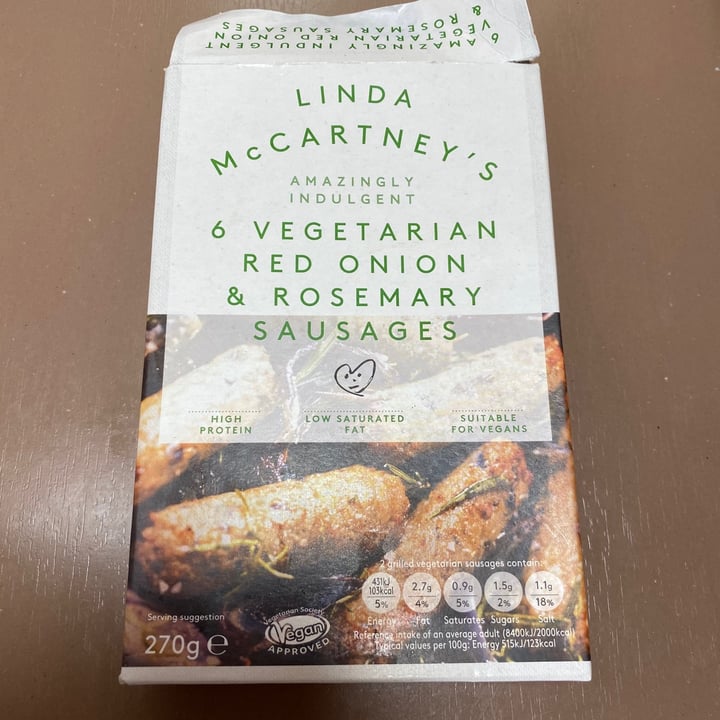 photo of Linda McCartney's 6 Vegetarian Red Onion & Rosemary Sausages shared by @lorraineh on  01 Aug 2021 - review