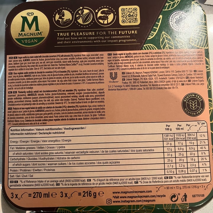 review photo of Magnum Magnum Vegan Almond shared by @jucaixeta on 28 May 2022 - review