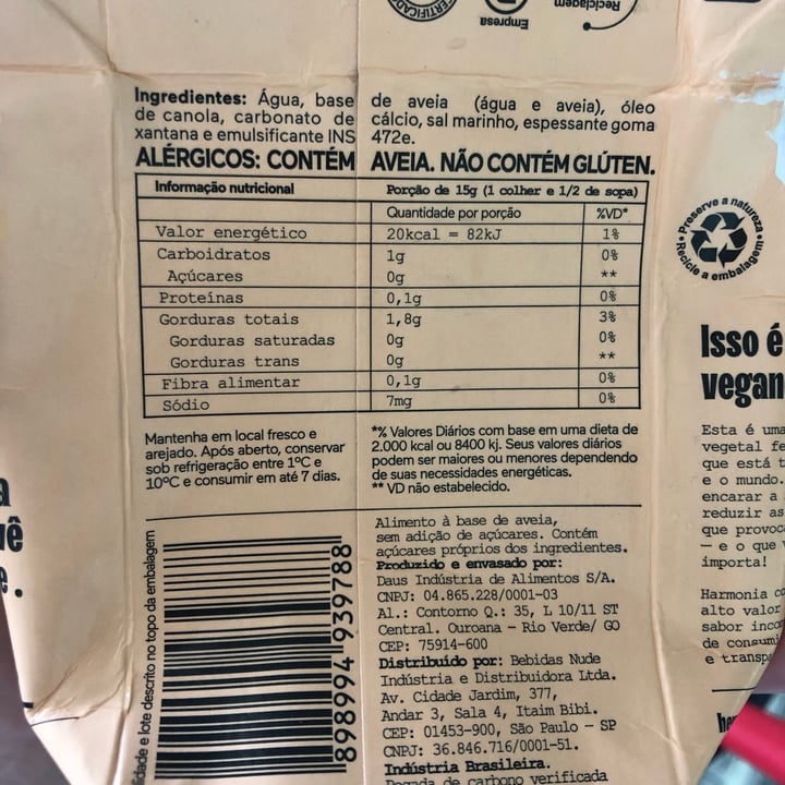 review photo of Nude Creme de aveia shared by @monalisatc on 29 Sep 2022 - review