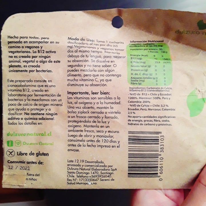 photo of Dulzura Natural Vitamina B12 shared by @isthatgal on  27 Mar 2020 - review
