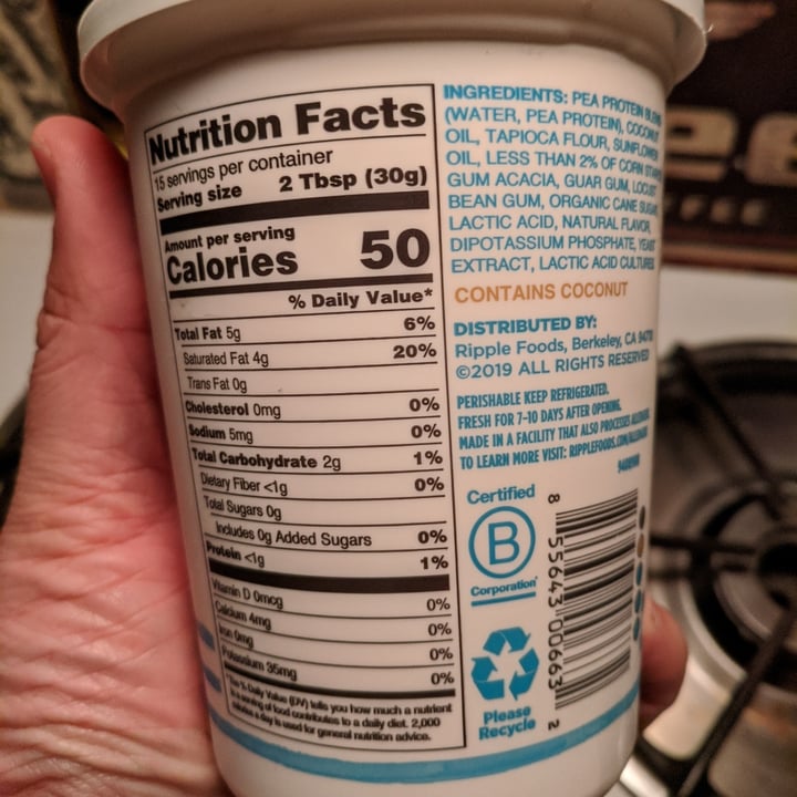 photo of Ripple Foods DISCONTINUED Plant-Based Sour Cream shared by @thevalleyvegan on  24 Oct 2020 - review