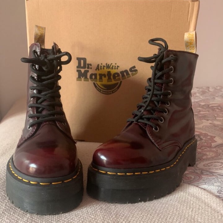 Dr. Martens Dr. Martens Jadon II Platform Boots - Cherry Red Review |  abillion