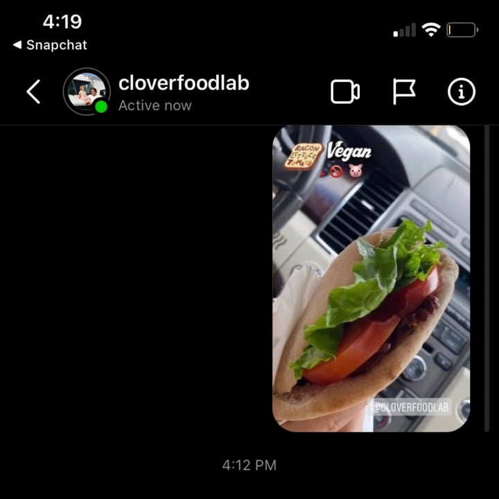 photo of Clover Food Lab Mayor Menino Soy BLT shared by @veganmeatball on  20 Feb 2021 - review