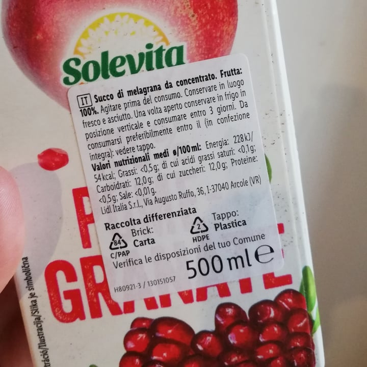 photo of Solevita 100% Pomegranate shared by @sofia-lanzoni on  26 May 2022 - review