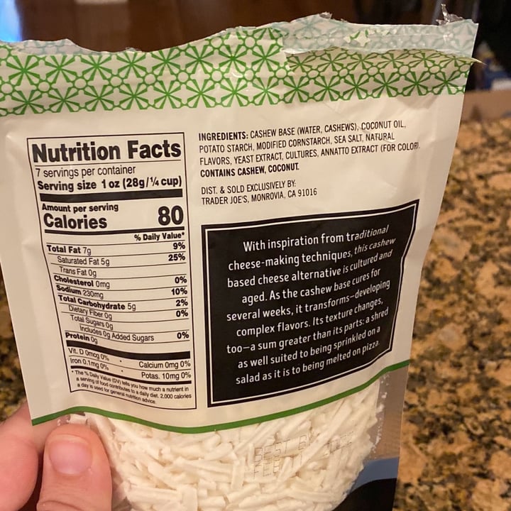 review photo of Trader Joe's Dairy Free Mozzarella Style Shreds shared by @vegan-leeds on 19 Dec 2021 - review