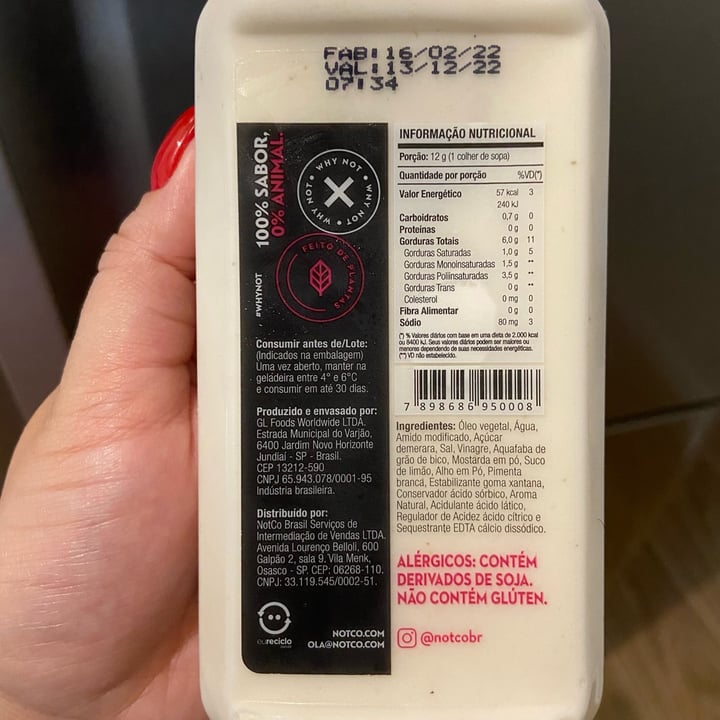 review photo of NotCo Not Mayo Original shared by @isaprevitalli on 02 Oct 2022 - review