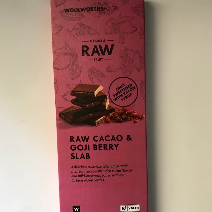 photo of Woolworths Food Raw Cacao & Goji Berry Slab shared by @gracedocarmo on  12 Oct 2020 - review