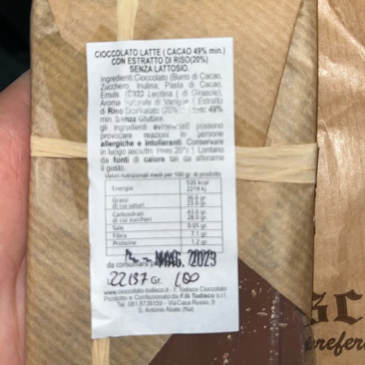 review photo of Todisco Barretta di cioccolato shared by @ilariadelisa on 17 Dec 2022 - review