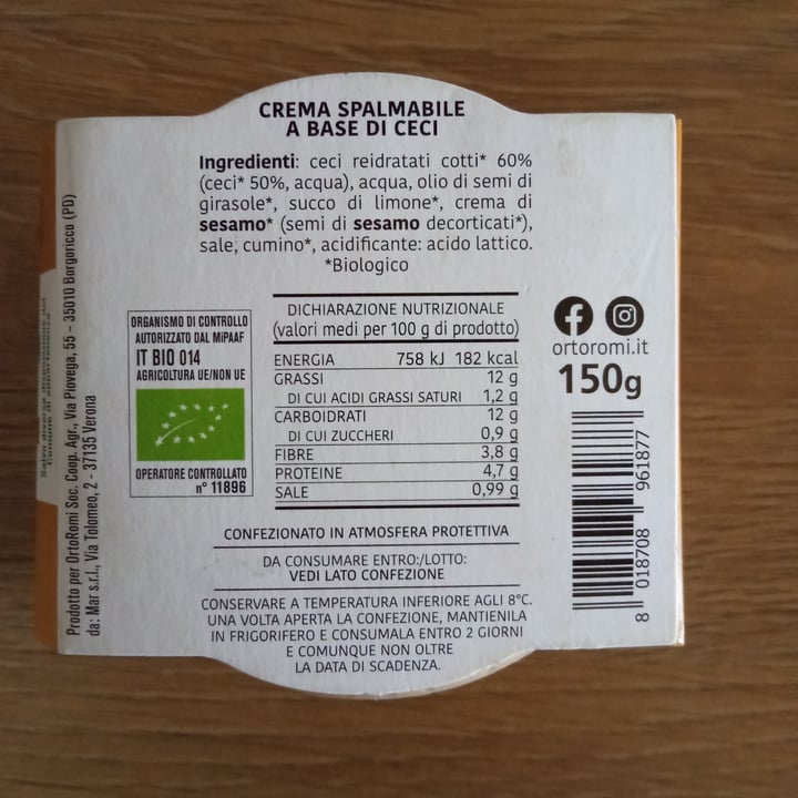 review photo of Ortoromi hummus classico bio shared by @morganafregonese on 10 Sep 2022 - review