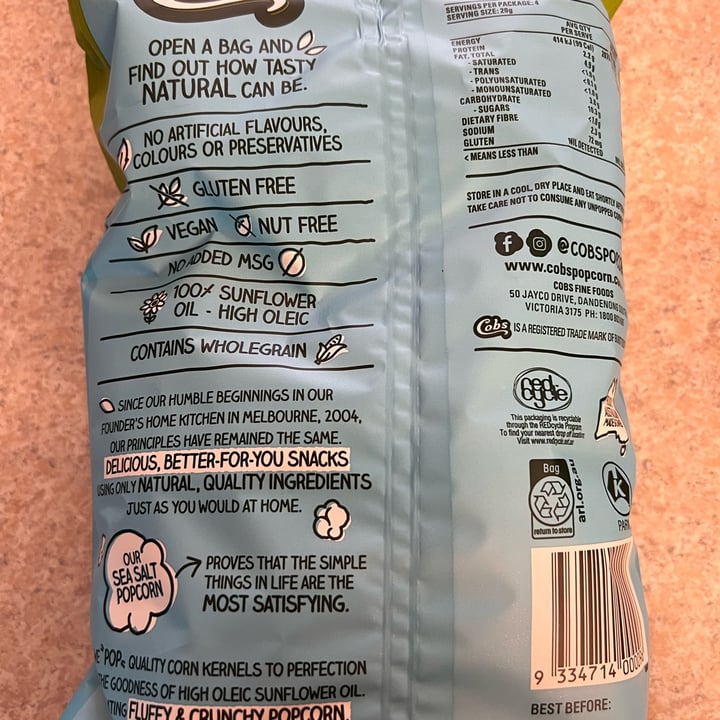 photo of Cobs Sea salt popcorn shared by @jennymc262 on  20 Oct 2022 - review