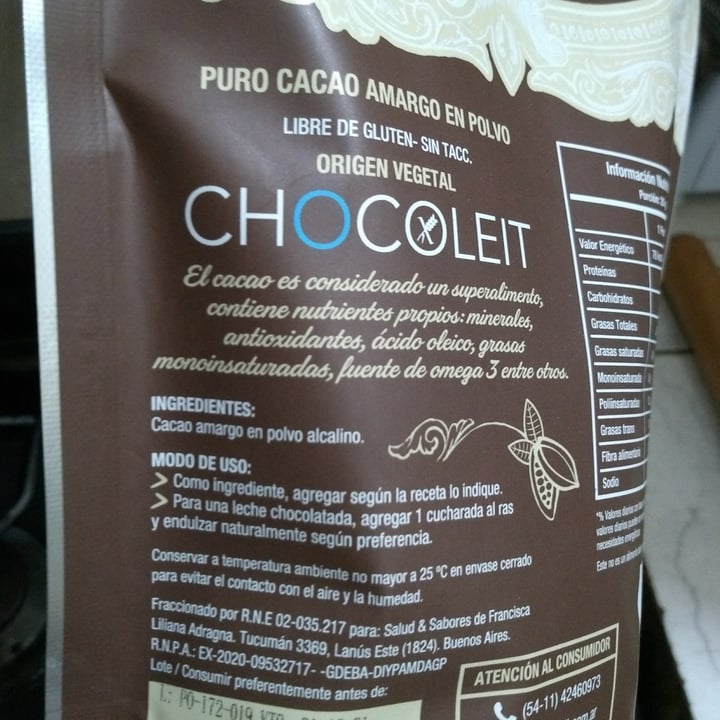 photo of CHOCOLEIT CACAO EN POLVO shared by @anuibarrola on  15 Aug 2020 - review