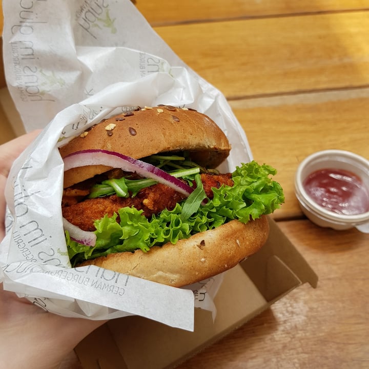 photo of Hans Im Glück German Burgergrill Kutscher - Spicy Patty with grilled vegetable tartare & rocket leaves shared by @imgoodgirl on  26 Jun 2020 - review