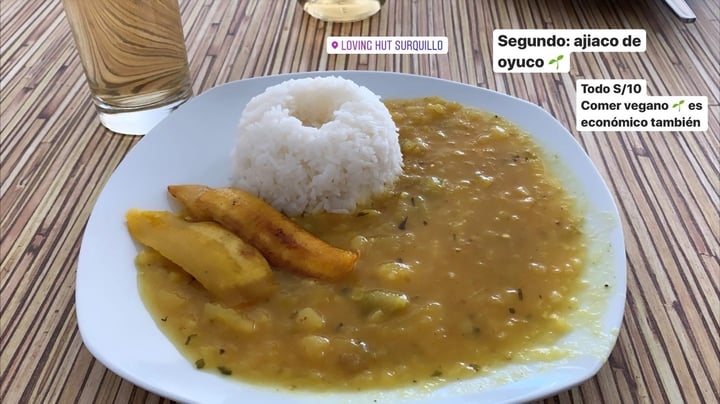 photo of Loving Hut Vegan Cuisine Ajiaco con plátano frito y arroz shared by @davidbehr on  30 Mar 2020 - review
