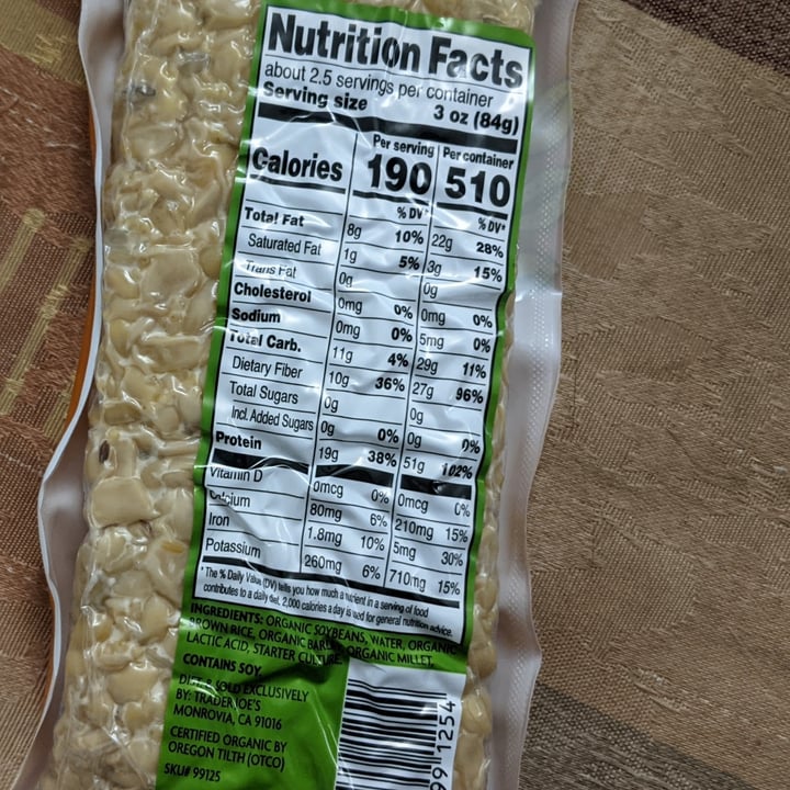 photo of Trader Joe's Organic 3 Grain Tempeh shared by @tina360 on  09 Dec 2022 - review