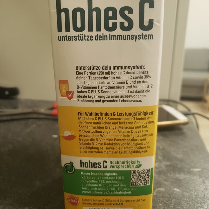 photo of hohes c Plus Sonnen-Vitamin D Orange, Maracuja, Kaki shared by @camilaraota on  04 Sep 2022 - review