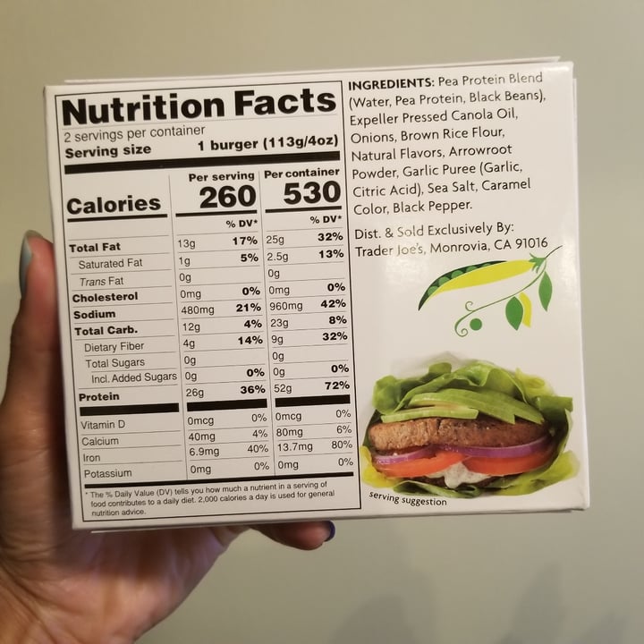 photo of Trader Joe's High protein veggie burger shared by @tracyrocks on  03 Apr 2021 - review