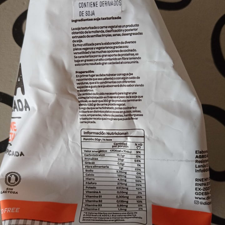 review photo of Dicomere Soja texturizada Carne Vegetal shared by @nicotuc on 16 May 2022 - review