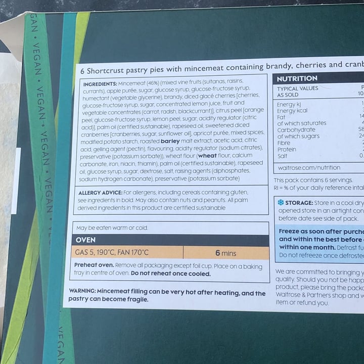review photo of Waitrose Christmas Vegan Mince pies shared by @goatgirl on 02 Dec 2022 - review