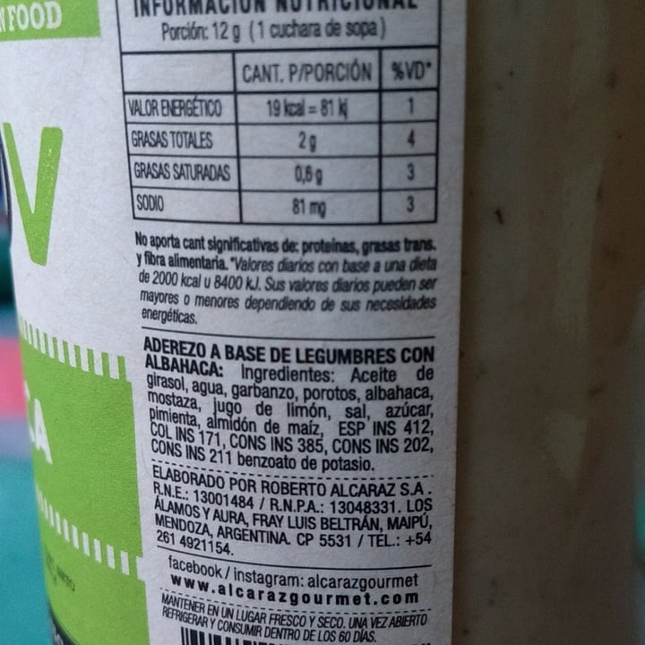 review photo of Alcaraz Gourmet Mayonesa de Albahaca MayoV shared by @nev7s on 24 Dec 2020 - review