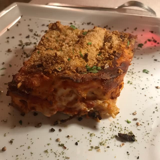Foto do prato “Lasagna al Ragû Veg”